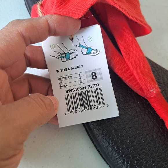 Sanuk Red and Black Yoga Mat Sandals - Picture 2 of 4